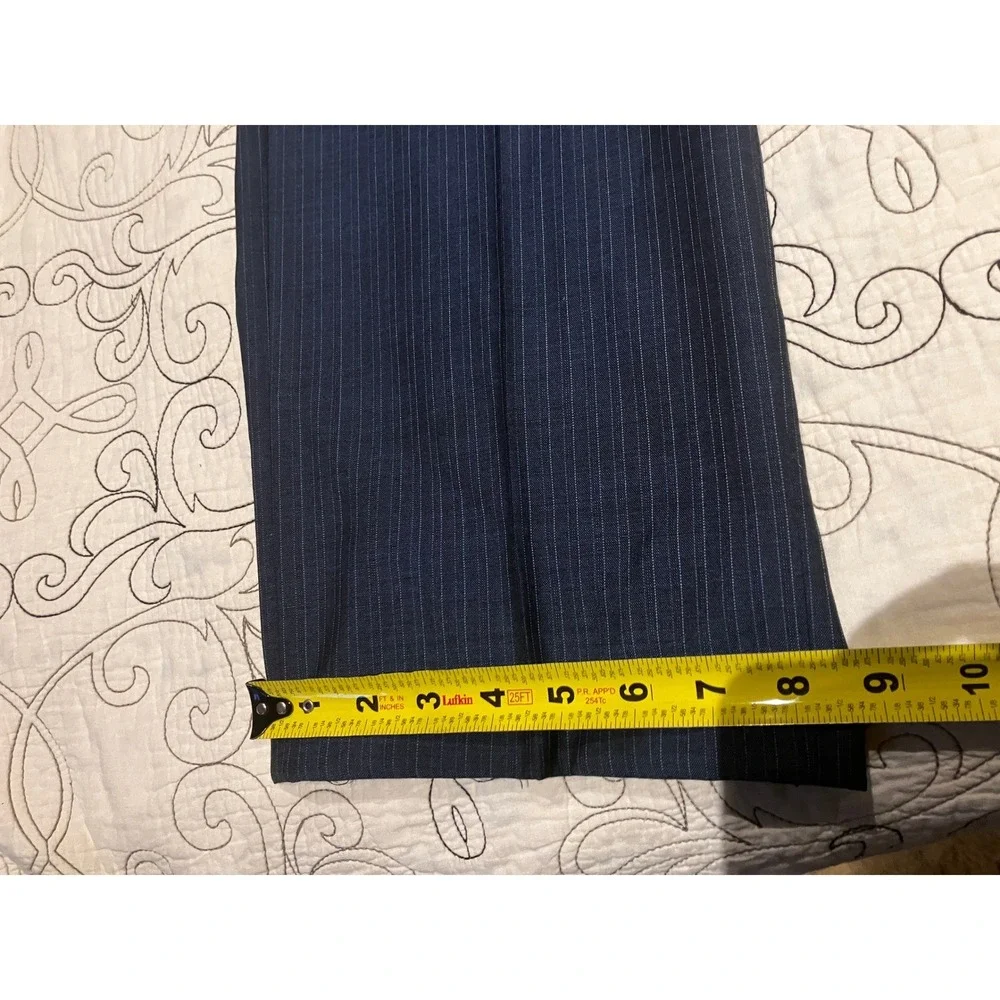 Vittello Mens Super 140s 40x34 Wool Pinstripe Dress Pants‎ Navy Blue 40L Cuffed